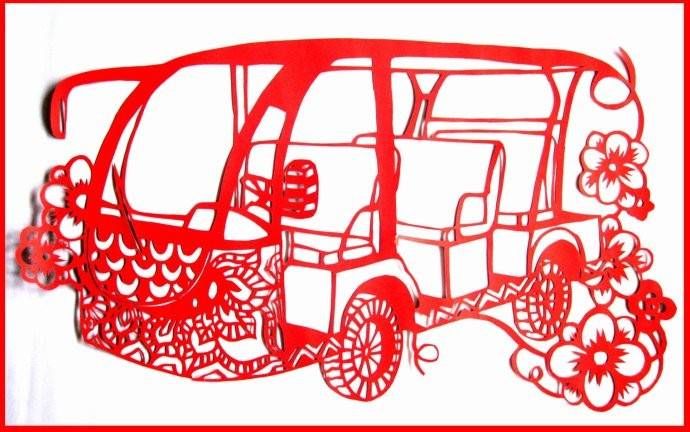 益高車型剪紙（益高電動觀光車）